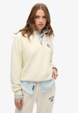 Superdry Athletic Essentials Dames Trui met Halve Rits en Kraag - Off White