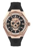 Philipp Plein The $Kull Spikes PWPWA0424 Horloge - Siliconen - Zwart - Ø 45 mm