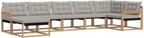 vidaXL - Ensemble de salon d'angle - 7 places assises - Blanc et gris clair - Acacia massif