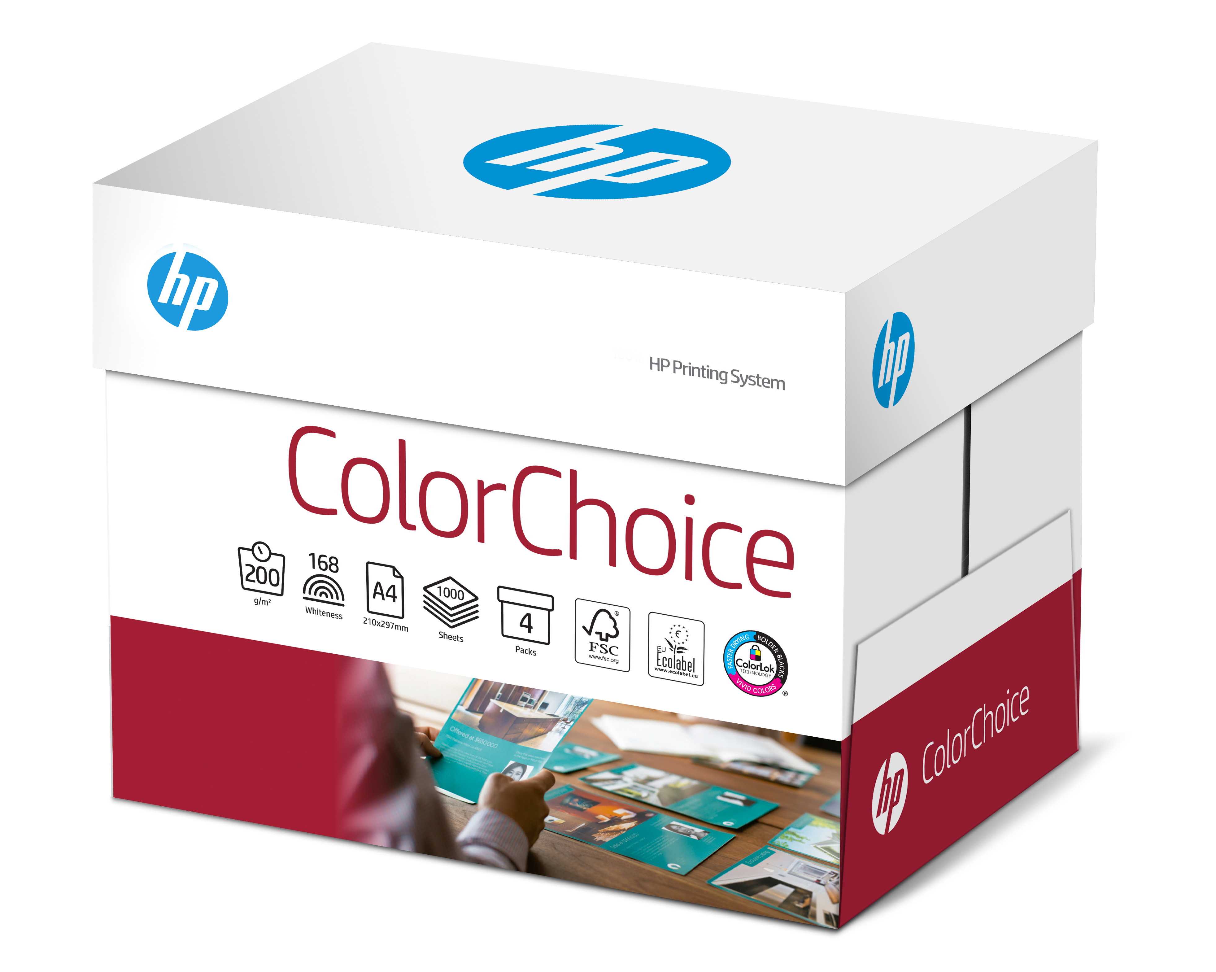 HP HP ColorChoice Papier A4 200 g/m² Wit (4 pakken x 250 vellen)