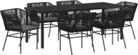 vidaXL Tuin Eettafel Set 7-delig Zwart Gepoedercoat Staal