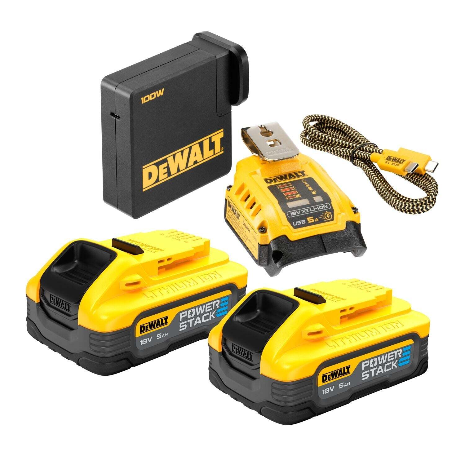 DeWALT DCB094H2 USB-C POWERSTACK Starter Kit 18V 5.0Ah