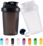 Ibenzoa® Shaker à protéines professionnel avec tamis et échelle, 400 ml, Noir-Blanc Lot de 2