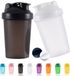 Ibenzoa® Shaker à protéines professionnel avec tamis et échelle, 400 ml, Noir-Blanc Lot de 2