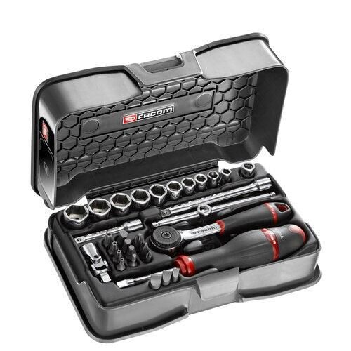Koffer 6-kant doppen 1/4", metrische maten, en bits - 31 stuks - R.161B - R.161-5P6
