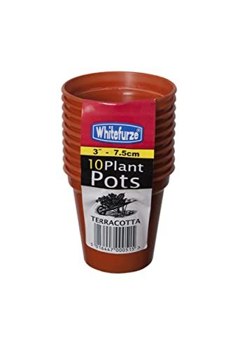 Whitefurze Terracotta Plastic Garden Pot - 7.5cm (Set of 10)