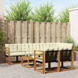 vidaXL Hoek loungeset Acacia hout Natuurlijk en crème