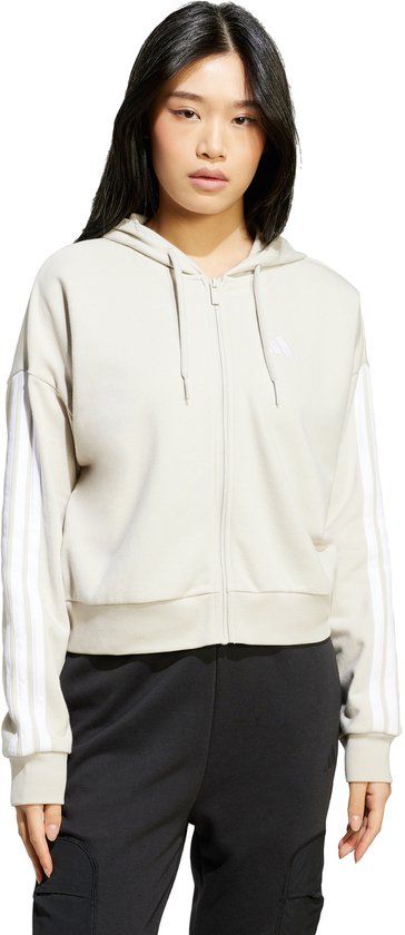 Adidas Sportswear Essentials 3-Stripes French Terry Ritshoodie - Dames - Beige