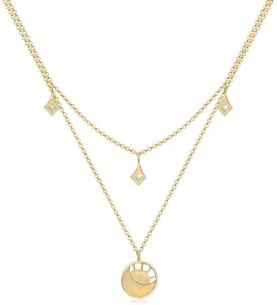 Elli Halsketting zon astro maan Swarovski® kristal 925 zilver verguld