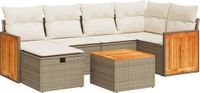 vidaXL 7-delige Loungeset met kussens polyrattan beige