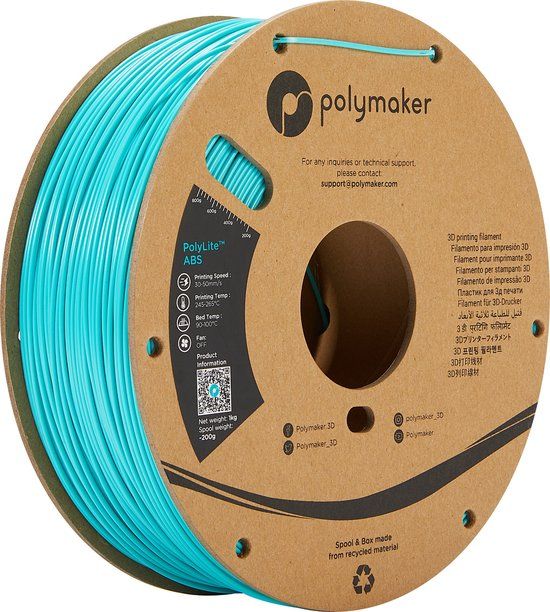 Polymaker PolyLite Filament ABS kunststof Geurarm 1.75 mm 1000 g Turquoise