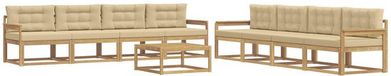 vidaXL - Canapé d'angle - 8 places - Polyester - Blanc et Beige