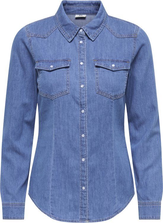 JDY JDYSANDIE L/S SHIRT DNM Dames Blouse XS Katoen Medium Blue Denim