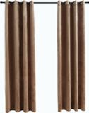vidaXL Gordijn verduisterend met ringen 2 st 140x225 cm fluweel beige