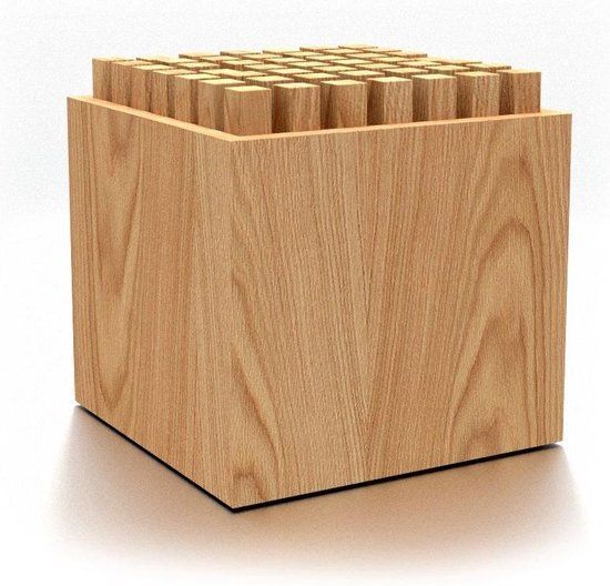 HedgeHock Eikenhouten Decoratief Krukje - Vierkant - 45 cm - Zonder Opbergruimte