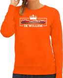 Bellatio Decorations Koningsdag sweater voor dames - frikandel, ik Willem - oranje - feestkleding XXL