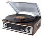 Soundmaster PL196H - Platine vinyle rétro avec radio et haut-parleurs intégrés - Noir/Argent/Bois