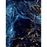 Abstracte Donkerblauw Goud Water Grote Muur Art Print Canvas Premium Poster