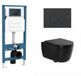 QeramiQ Dely Swirl Toiletset - réservoir encastré Qeramiq Flush - siège 35mm - plaque de commande en plastique mat anthracite - boutons ronds - noir mat