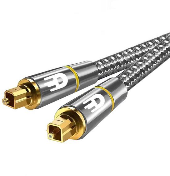 Drivv. Premium Toslink Optische Kabel Nylon - Optische Audiokabel - Optical Audio Kabel - Male to Male - 3 meter - Grijs