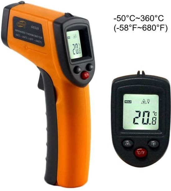 QY Infrarood Thermometer – Temperatuurmeter met laserpointer / draadloos / -50°C tot + 420 °C - geel