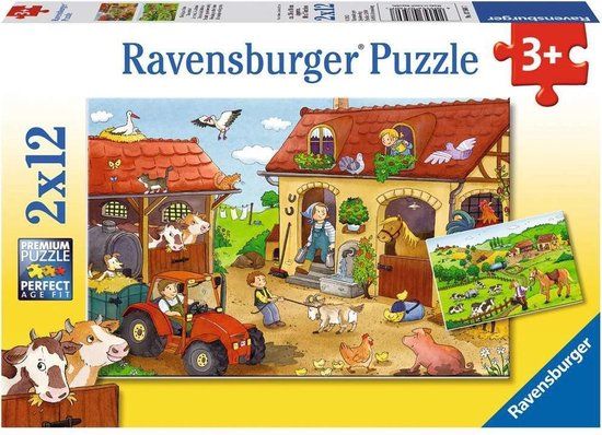 Ravensburger Drukte op de boerderij - 12 stukjes - Puzzel