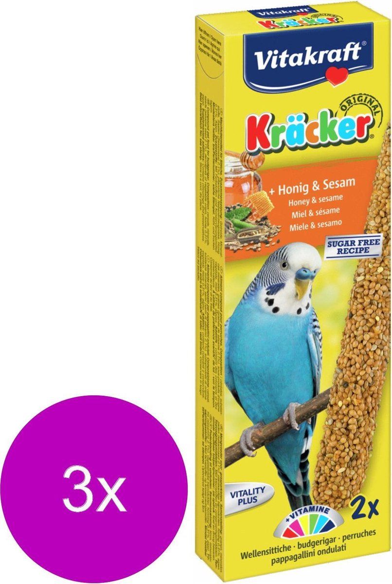VITAKRAFT Parkiet Kracker 2 stuks - Vogelsnack - 3 x Honing