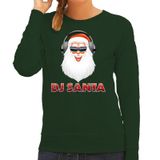 Bellatio Decorations Foute kersttrui / sweater groen DJ santa met koptelefoon techno / house / hardstyle/ r&b / dubstep voor dames - kerstkleding / christmas outfit S
