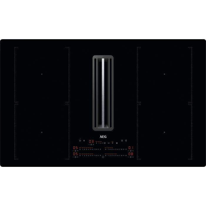 AEG CDE84751CB - 78cm Induction Cooktop with Integrated Extractor Fan - Black