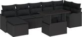 vidaXL Tuinbank Set 8 stuks Zwart Polyrattan