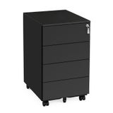 JOYFURNOS Armoire à dossiers mobile verrouillable – Noir Encre, 4 tiroirs, préassemblée, rangement pour documents et fournitures, 39 x 45 x 69,3 cm – parfaite pour le bureau ou le télétravail