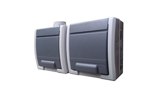 Aquant IP65 Aquant Hermes ANTRA (dubbele schakelaar 0332-07) opbouwschakelaar stekkerprogramma voor vochtige ruimtes Schuko, wit, (BxHxD): 53x141x83 mm