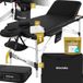 tectake® Table de massage 3 zones - 78cm de large - Banc de traitement avec rembourrage de 5cm d'épaisseur et cadre en aluminium - Incluant 15 serviettes pour appui-tête et sac de transport - Capacité de charge max 230kg - Noir