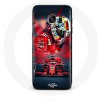 Maniacase Hoesje voor Samsung Galaxy S7 Edge Formule 1 Sebastian Vettel F1 Coureur Rood