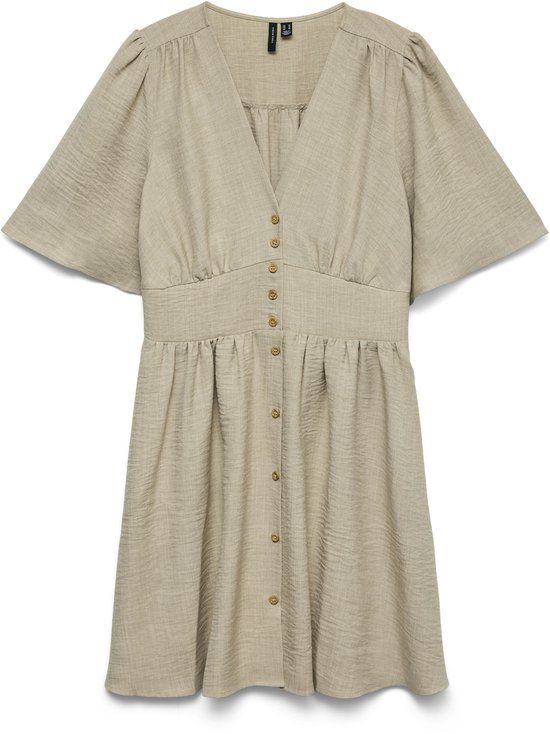 VERO MODA VMMELANEY 2/4 SHORT DRESS WVN NOOS - Dames - Mini jurken - Maat M - Overcast