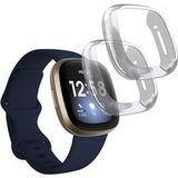 Phonillico® Hoes compatibel Fitbit Versa 3 / Fitbit Sense [Lot 2] Zachte TPU-bescherming transparante hoes