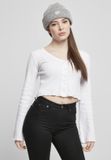 Urban Classics Cropped Rib Cardigan Dames Wit 4XL