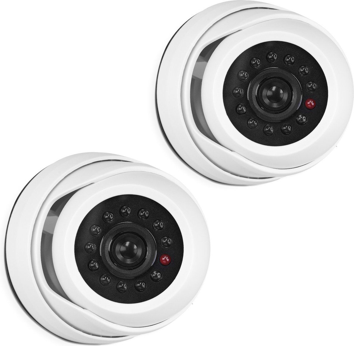 kwmobile 2x dummy camera voor plafond installatie - met LED licht - dome bewakingscamera dummy set - bedrieglijk echte nep bewakingscamera in wit