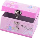 Merkloos / Sans marque Sieradenkistje prinsessen roze met slot - Roze juwelendoosje met fee