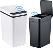 Relaxdays Prullenbak met sensor - 2 stuks - 9 en 15 liter - zwart-wit