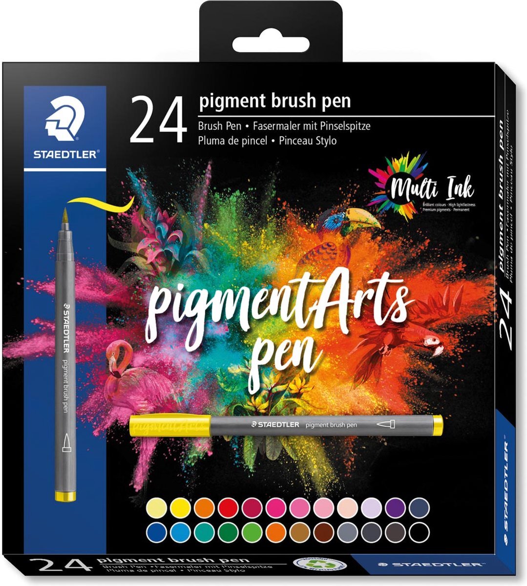 Staedtler pigment brush pen set 24 kleuren