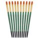 Tristar Serie 104 Borstelset, platte synthetische haren, nr. 10, goud/groene handgreep, 10 stuks