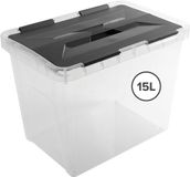 Sunware Onyx opbergbox 15L - 36x23.5x26.3 cm - Transparant/Grijs