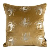 Eurofirany Gouden Bijen Fluweel Kussenhoes 45x45 cm - Honingkleurig