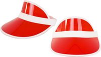 Sans marque Visière/pare-soleil - 2x - pour Adultes - rouge/blanc - Chapeau de carnaval