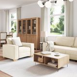 vidaXL Canapé 3 places Beige Mélange de lin Tissu