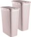 Plasticforte Smalle Wasmand met deksel Rotan - 2x - roze - gevlochten kunststof - 48 liter - 27 x 46 x 60 cm
