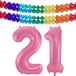 Folat Verjaardag Leeftijd folieballon - 21 jaar - roze - 86 cm