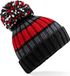 Beechfield Wintermuts met Pompon - zwart/cherry rood - volwassenen - 100% soft-acryl