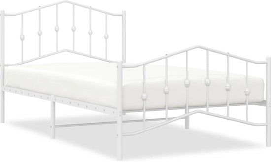 vidaXL Bedframe met hoofd- en voeteneinde metaal wit 100x200 cm
